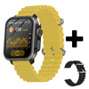 BEARSCOME VEE Blood Glucose ECG/EKG Blood Oxygen Sleep Monitoring Music SmartWatch - VEE Yellow Marine strap