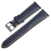 Vintage Double Stitched Calf Leather Strap 20 / 22 - Blue