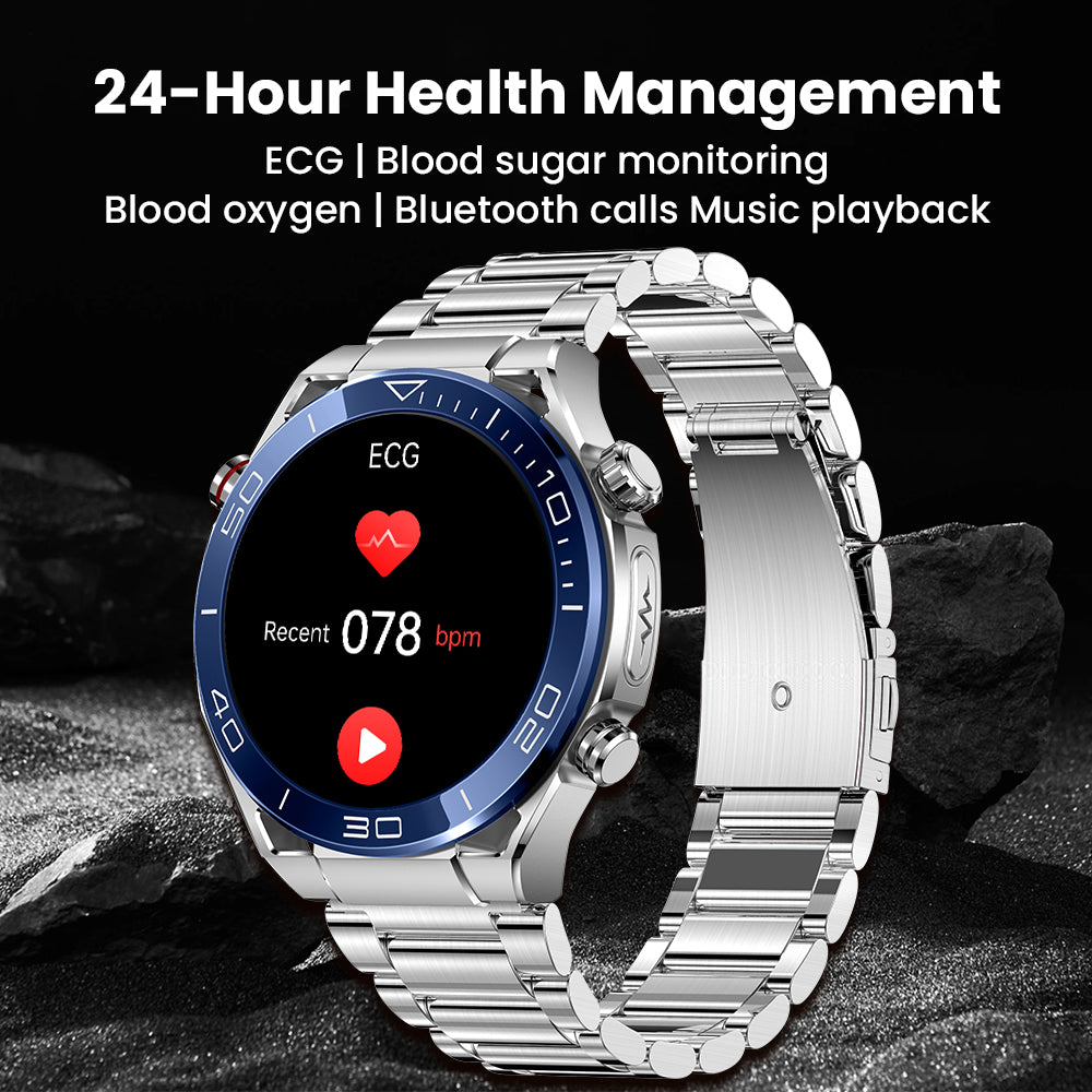 BEARSCOME Max 1 Heart rate Blood Glucose ECG/EKG Blood Pressure Monitoring Bluetooth Talk Smartwatch