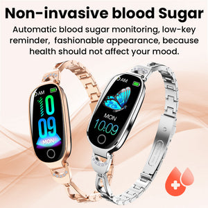 Bearscome Blood Sugar Blood Pressure monitoring Luxury Diamond Design Fashion Smartwatch