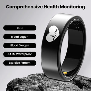Bearscome R07 Blood Glucose ECG/EKG Blood Pressure Monitoring AI Health Analysis Smart Ring