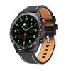 Bearscome Blood sugar Blood pressure Blood oxygen monitoring Bluetooth compass Smart Watch - Black leather