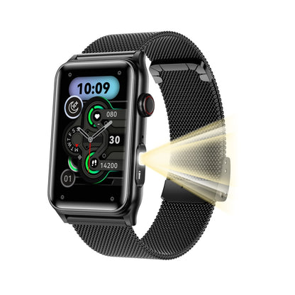 Bearscome Flashlight Blood Sugar Blood Pressure Blood oxygen Sleep Monitoring Waterproof Smartwatch